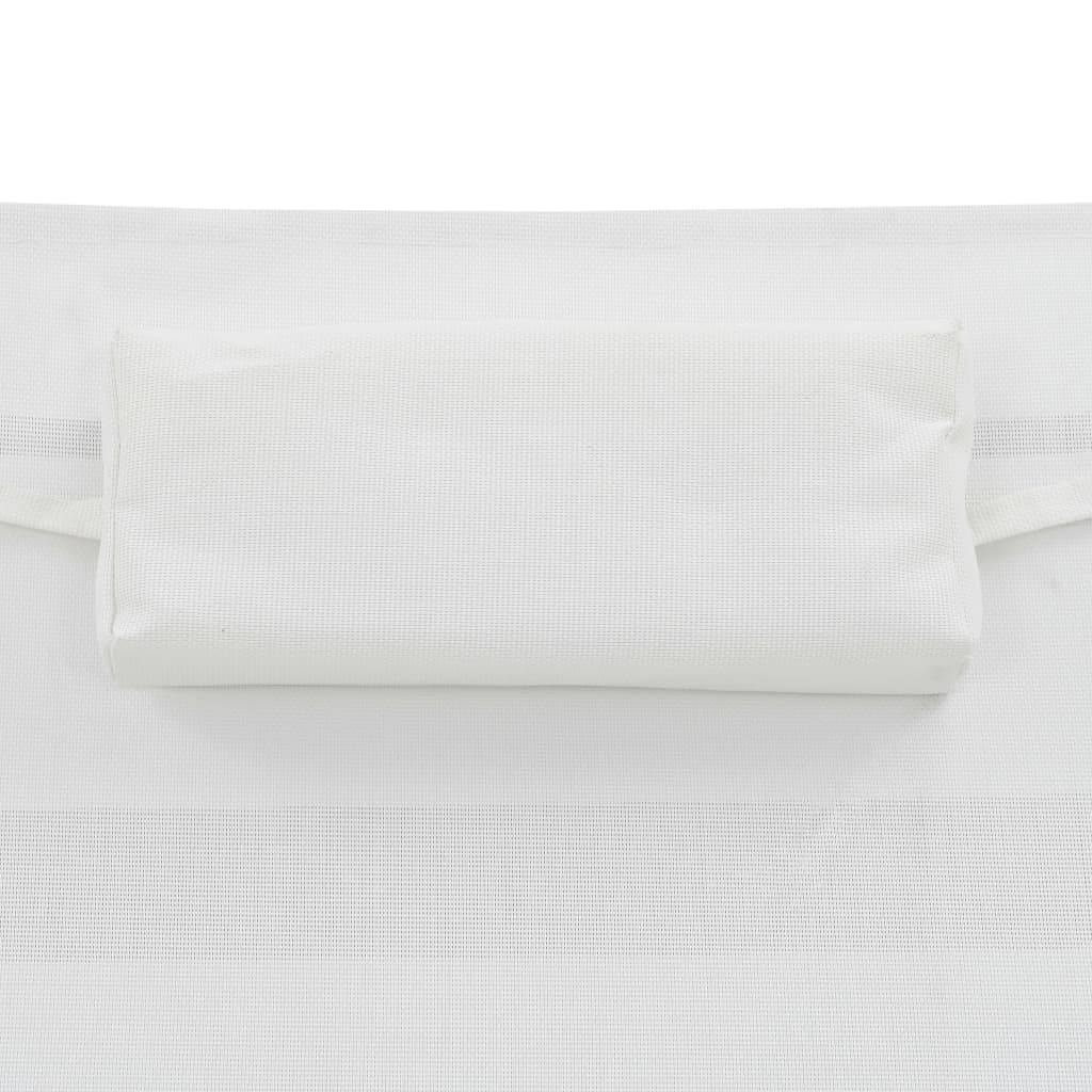 Leżaki szt. ze stołem polirattan i tekstylen - czarno-biały, 2 szt. - number 8.