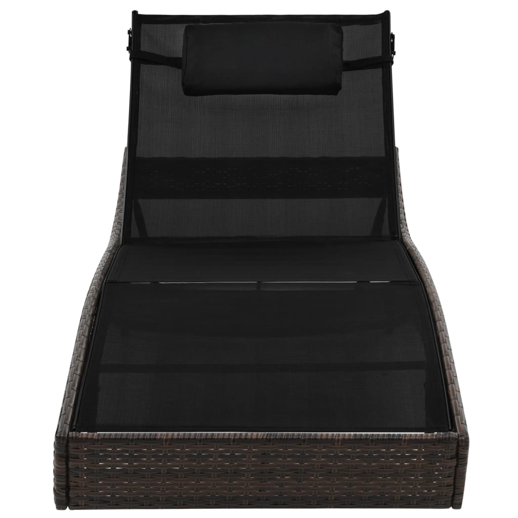 Liggestol med pude polyrattan brun - brun og sort, 1 - number 3.