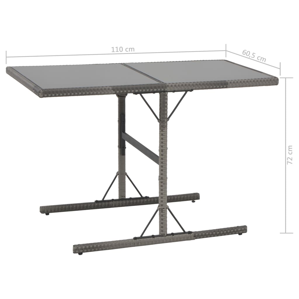 Utendørs spisebord sett 7 deler med puter polyrattangrå - number 10.