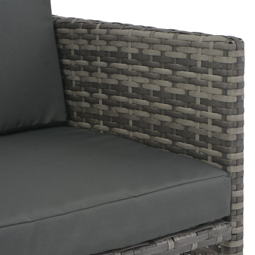 Utendørs spisebord sett 7 deler med puter polyrattangrå - number 9.