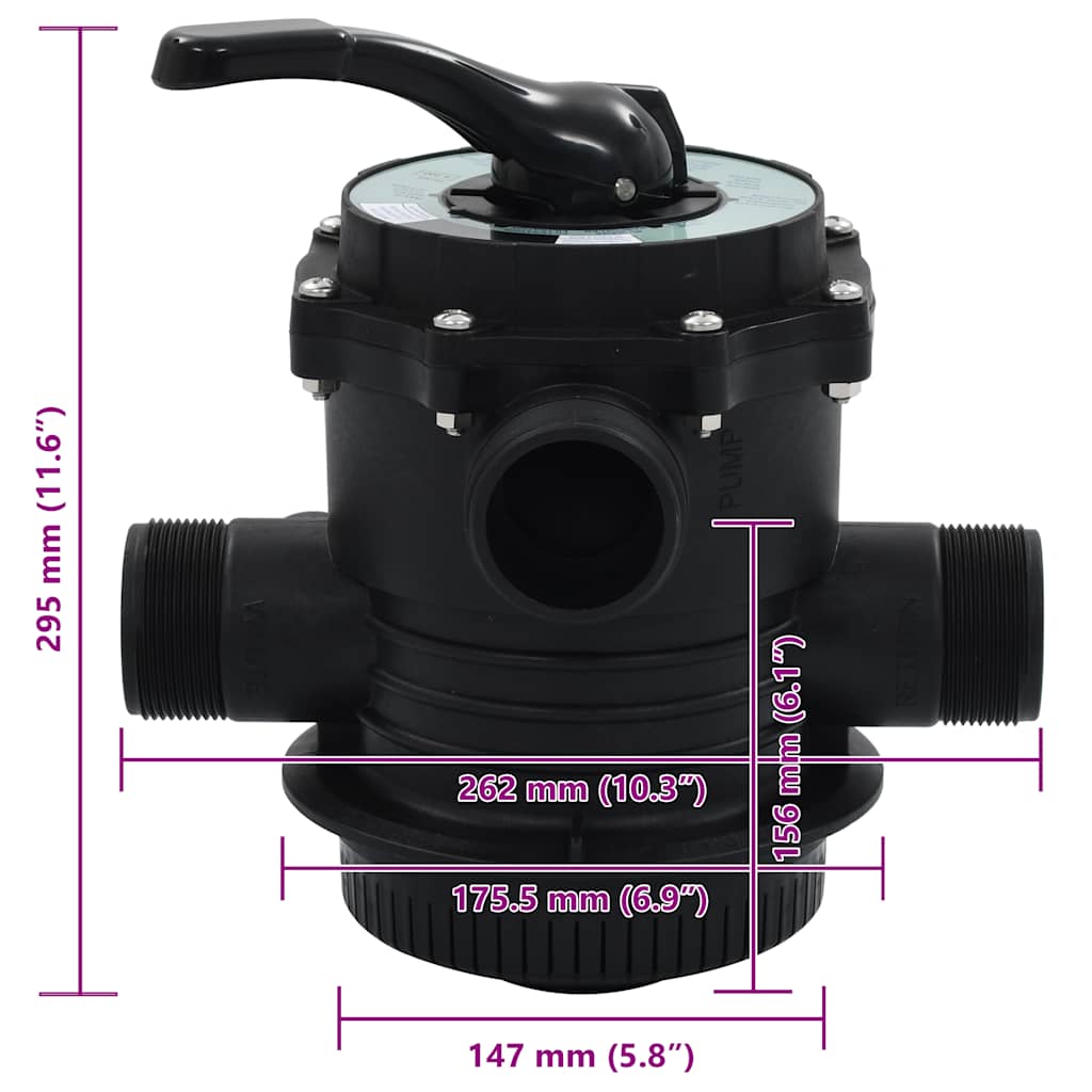 Višestruki ventil za pješčani filter abs 1,5" 6-putni - number 7.