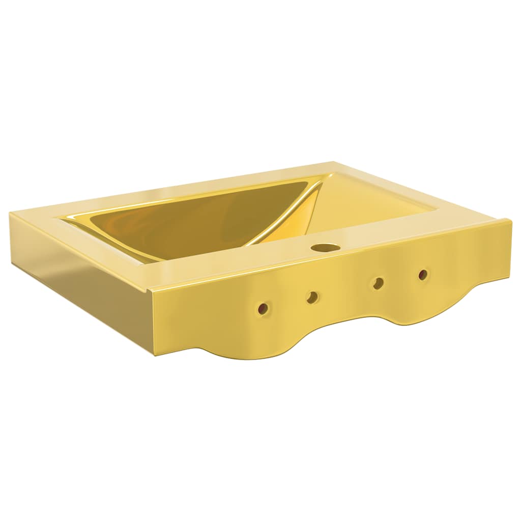 Tvättställ med bräddavlopp 60x46x16 cm keramik guldfärgad - guld - number 6.