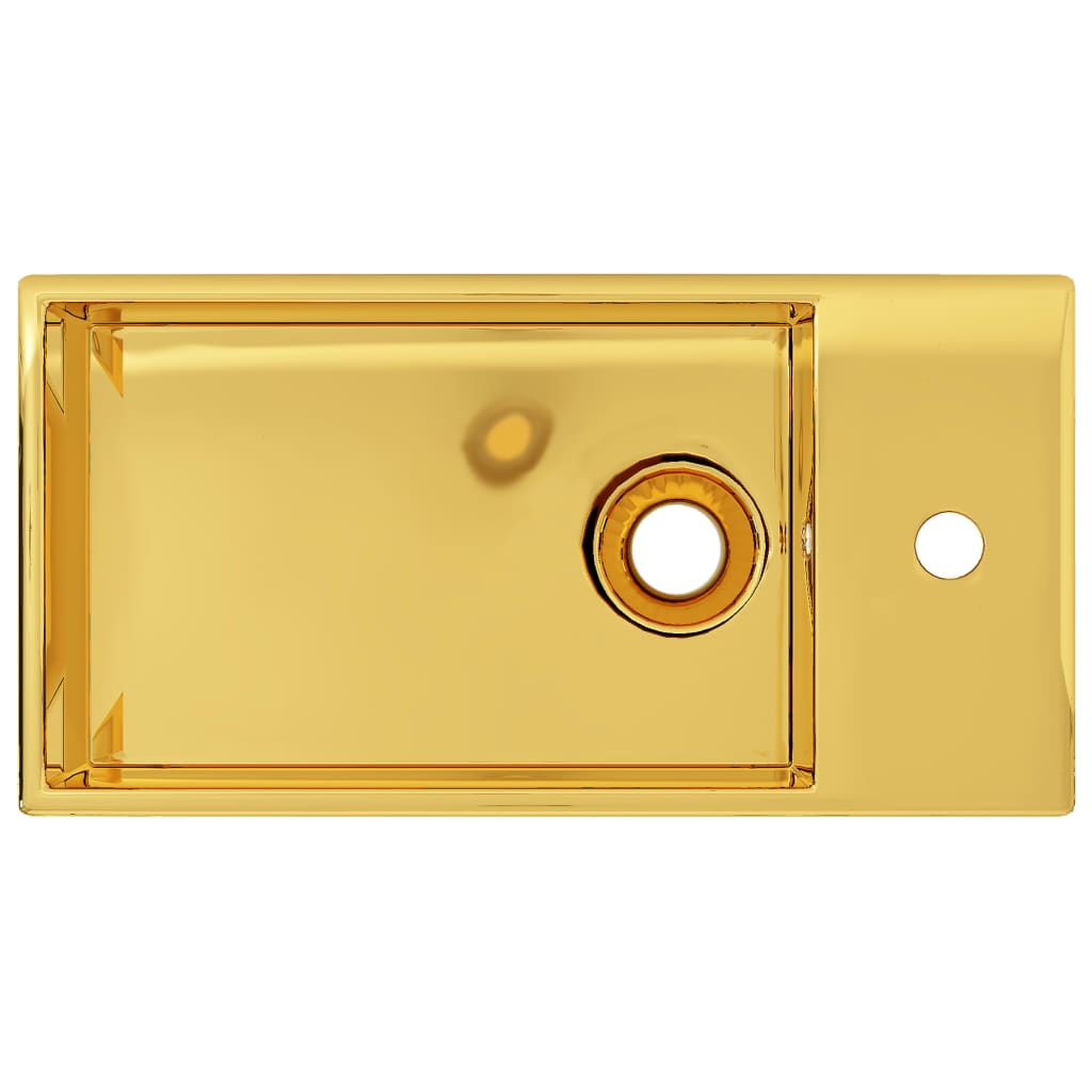 Håndvask med overløb 49 x 25 x 15 cm keramik guldfarvet - guld - number 3.