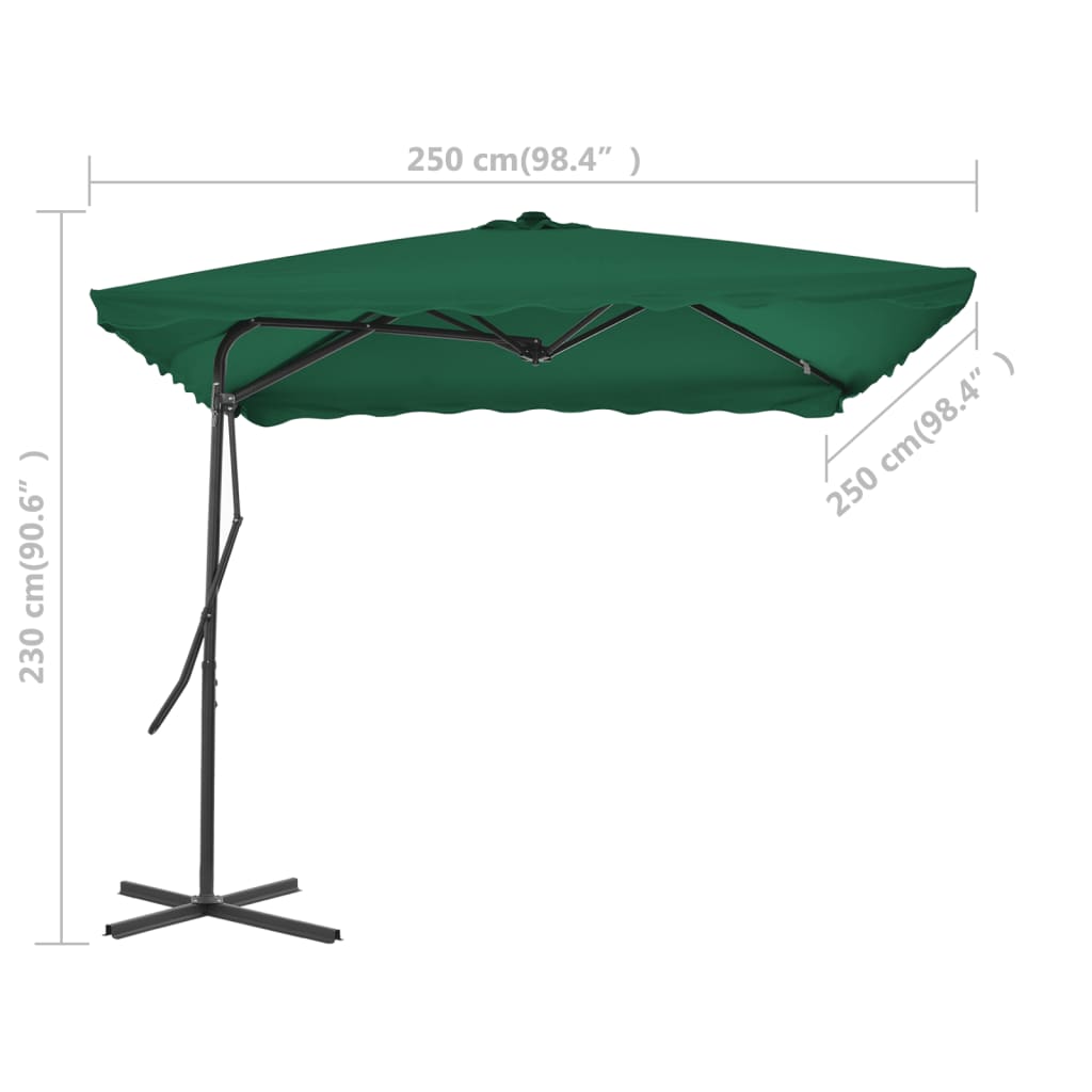 Parasol 250x250 cm steel rod green - light green - number 6.