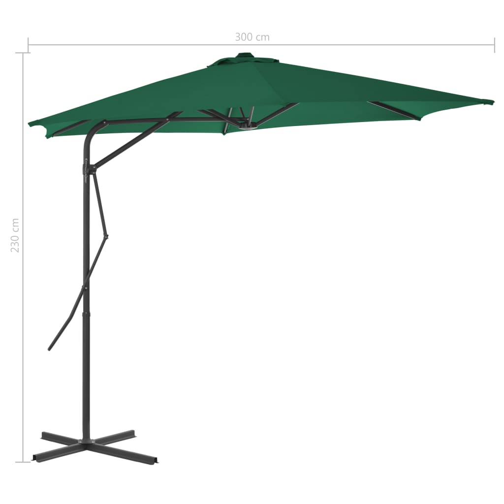 Parasol 300 cm steel pole green - light green - number 7.