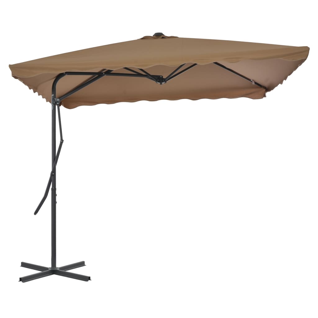 Parasol 250x250 cm steel rod - grey-brown - number 1.