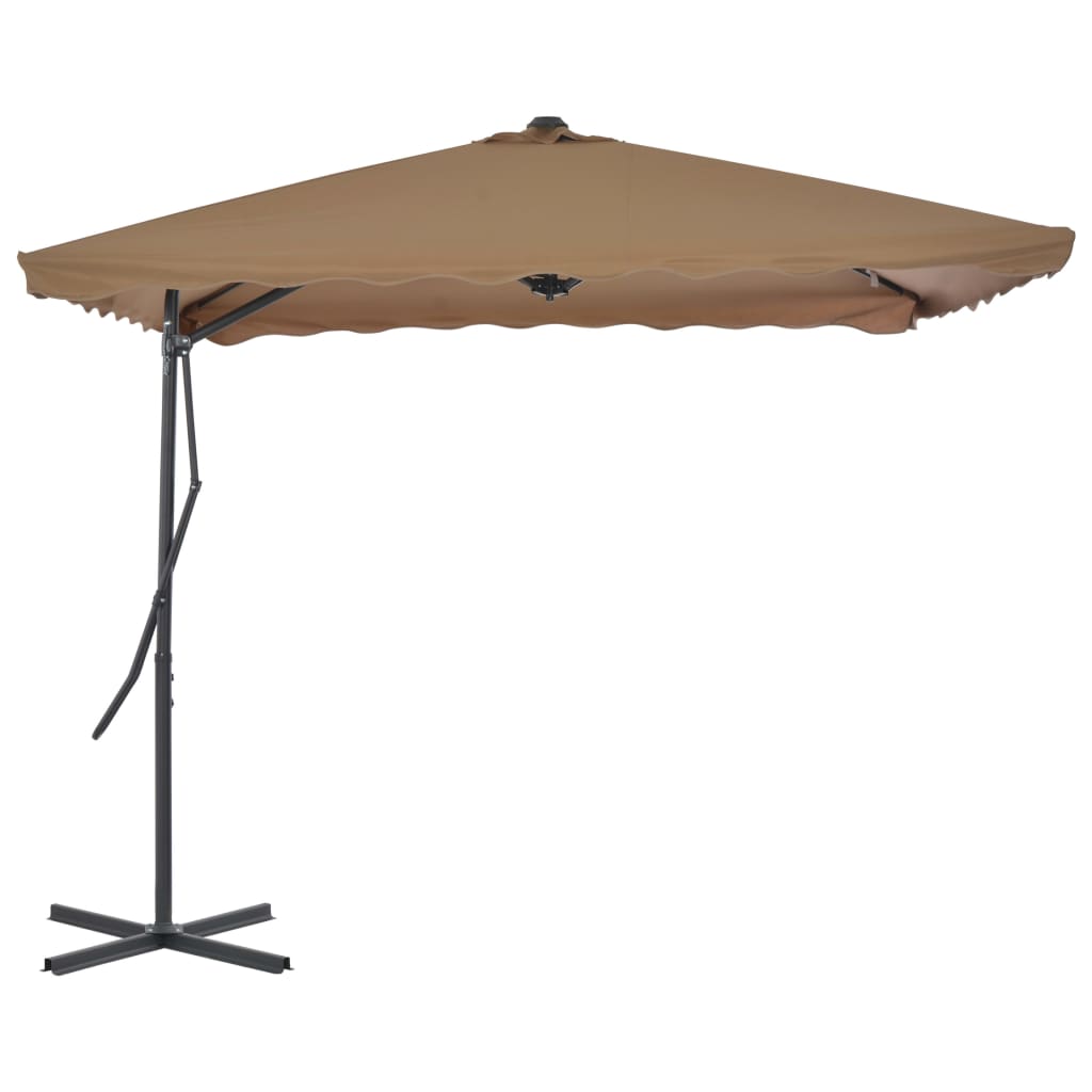 Parasol 250x250 cm steel rod - grey-brown - number 3.