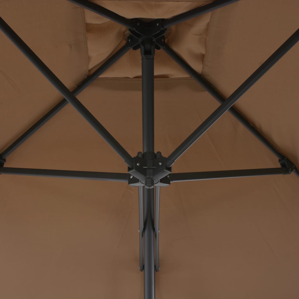 Parasol 250x250 cm steel rod - grey-brown - number 5.
