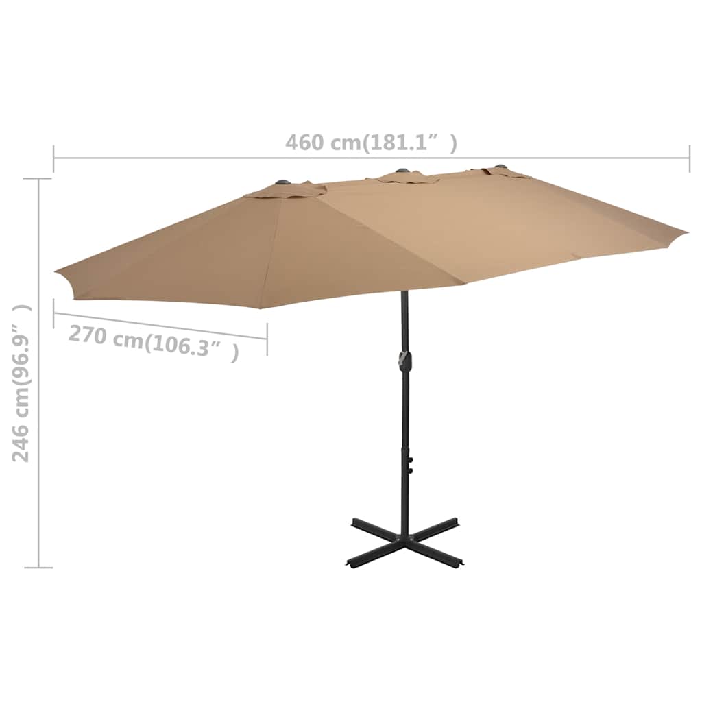 Parasol 460x270 cm aluminiumsstang - gråbrun - number 8.
