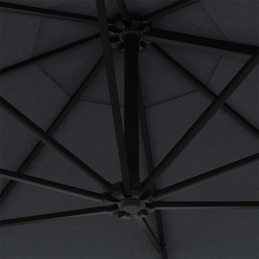 Ombrellone da parete con palo in metallo 300 cm - grigio antracite, 1 - number 7.