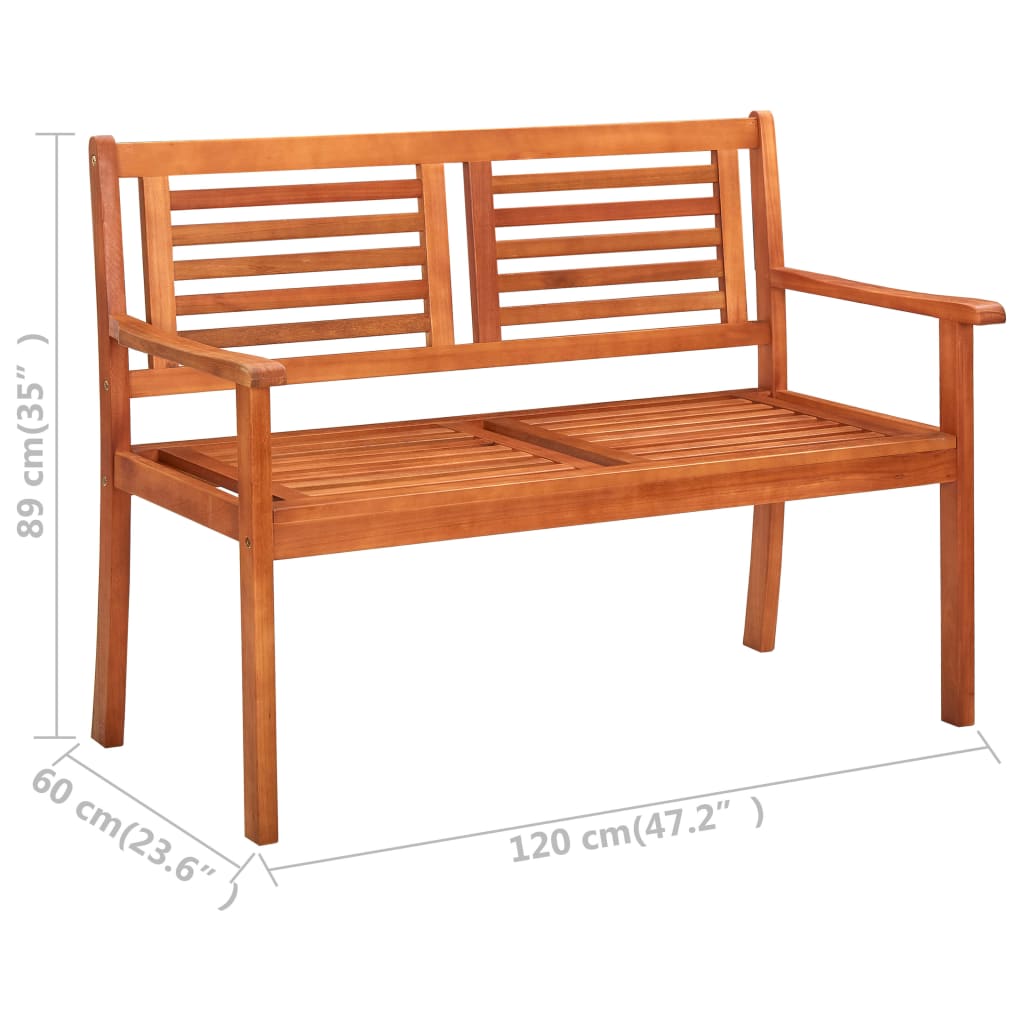 2-personers havebænk 120 cm massivt eukalyptustræ - brun, 120 x 60 x 89 cm, 1, x - number 6.