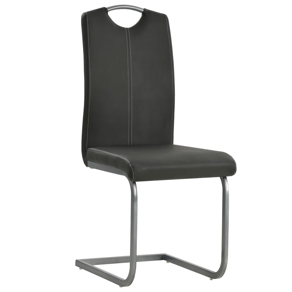 Dining table chairs with cantilever pc. artificial leather - grey, 6 - number 2.