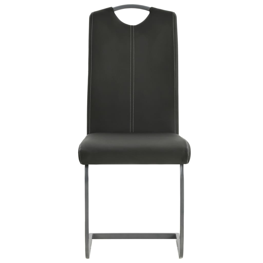 Dining table chairs with cantilever pc. artificial leather - grey, 6 - number 4.