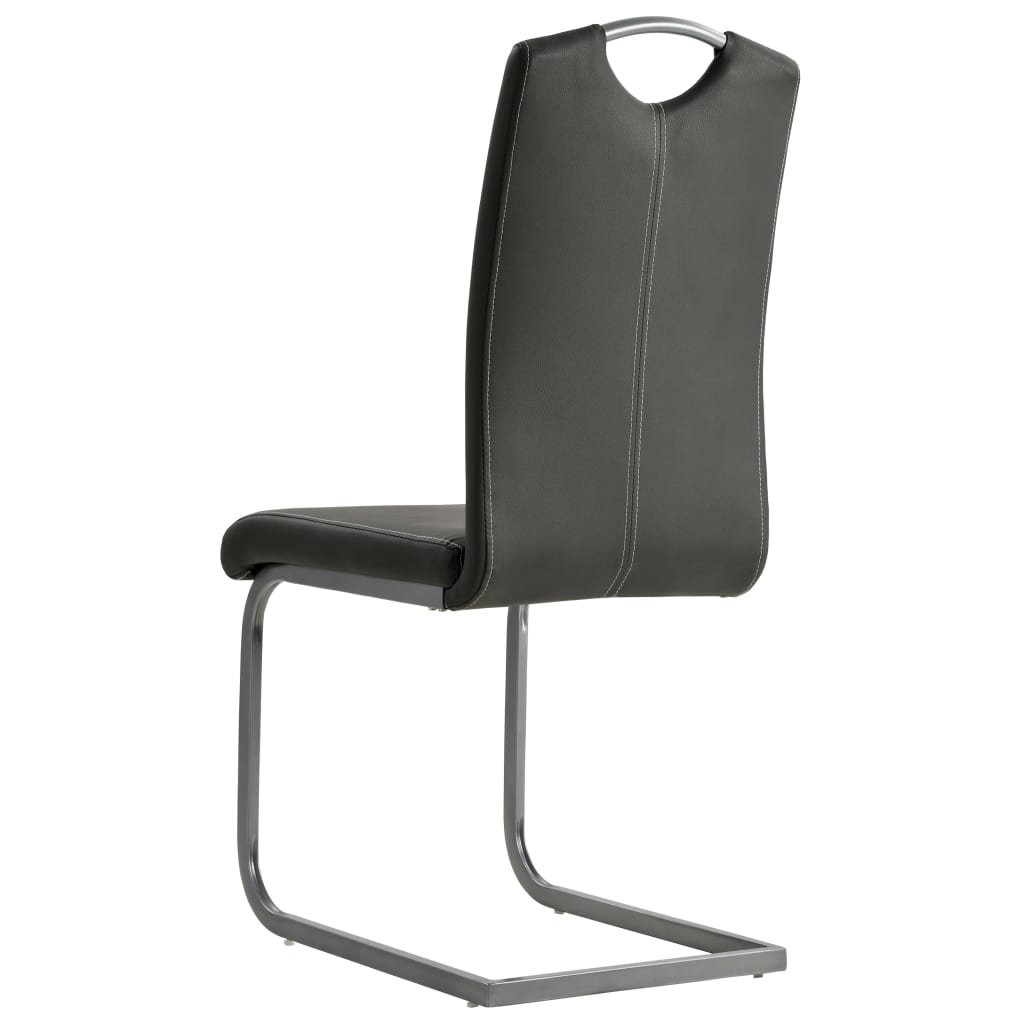 Dining table chairs with cantilever pc. artificial leather - grey, 6 - number 5.