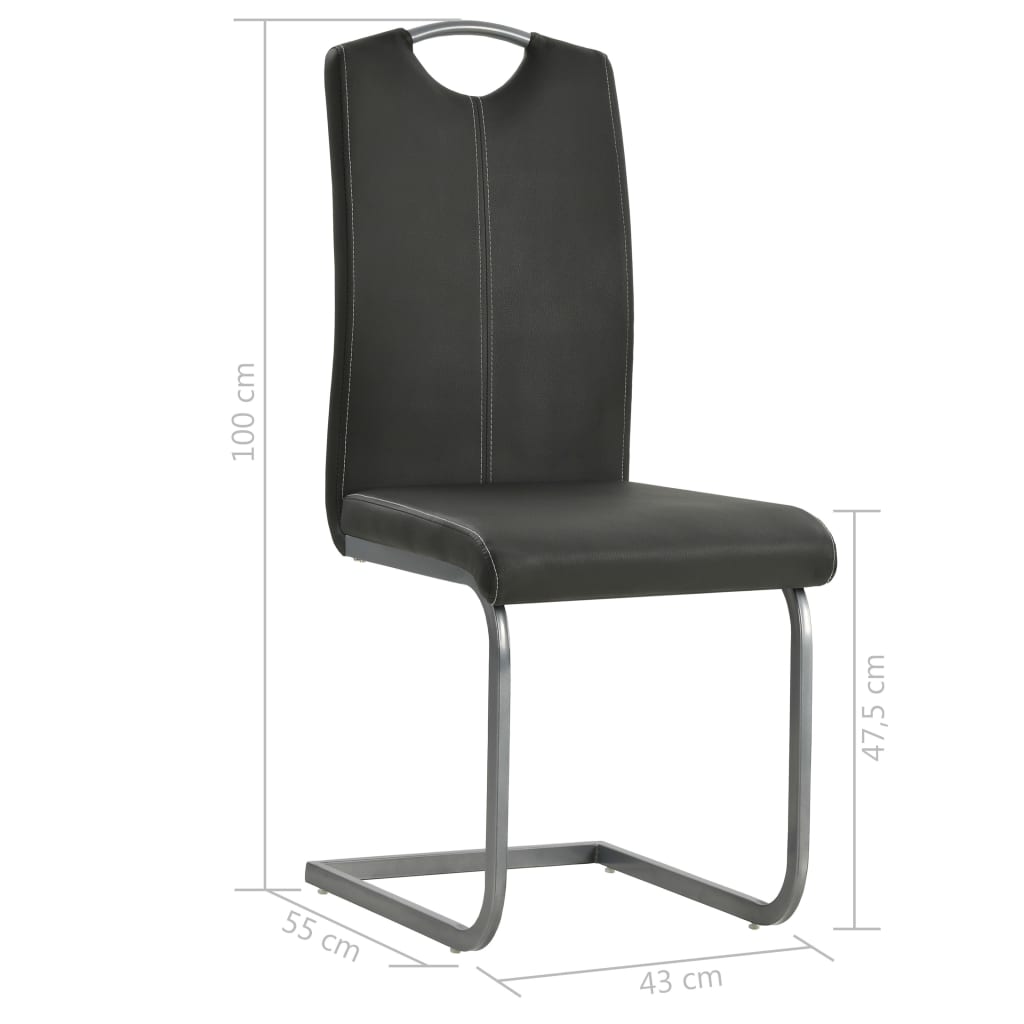 Dining table chairs with cantilever pc. artificial leather - grey, 6 - number 8.