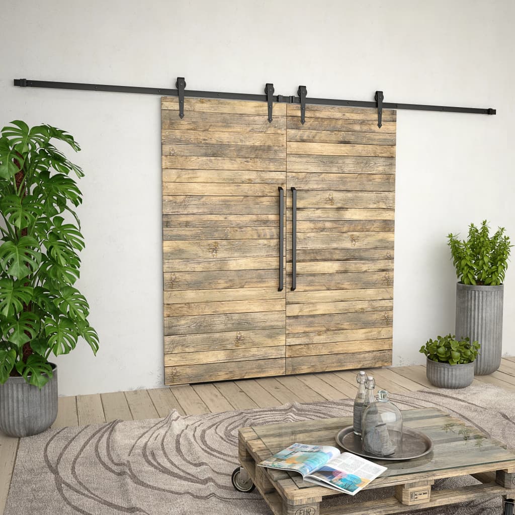 Hardwarekit til skydedør 2 x 183 cm stål sort - number 3.