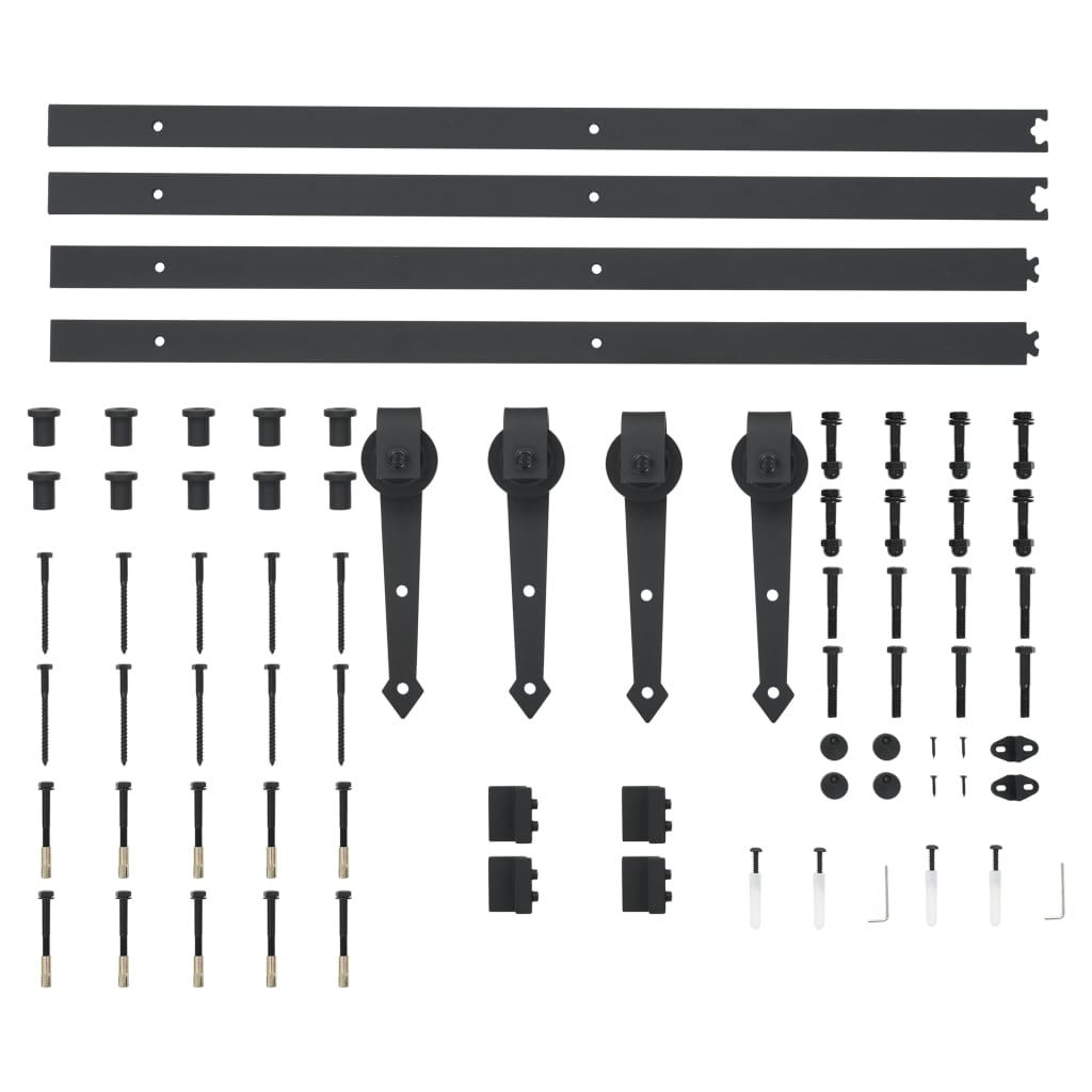 Hardwarekit til skydedør 2 x 183 cm stål sort - number 5.