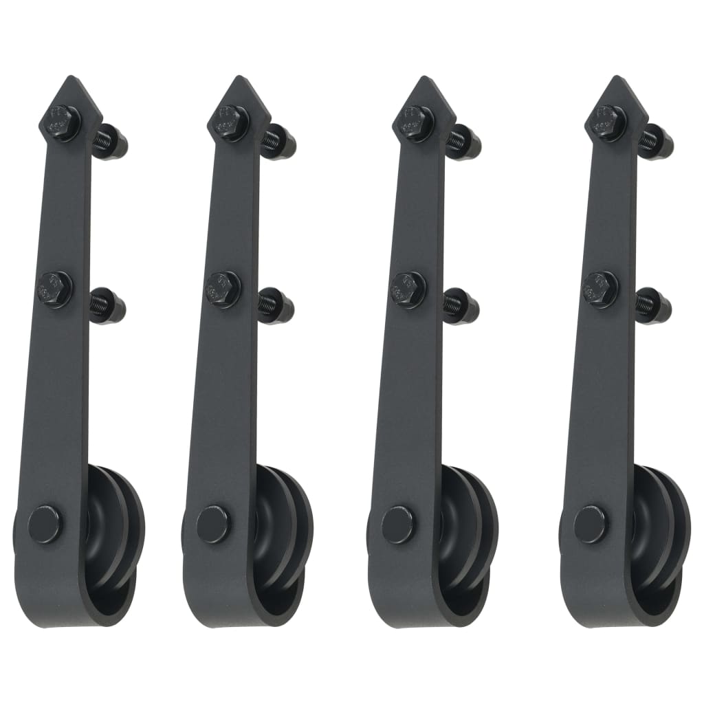 Hardwarekit til skydedør 2 x 183 cm stål sort - number 4.