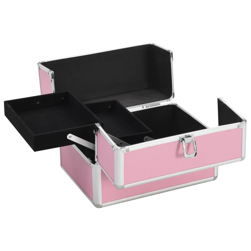 Makeup case 22 x 30 x 21 cm pink aluminum - pink, 1 - number 2.