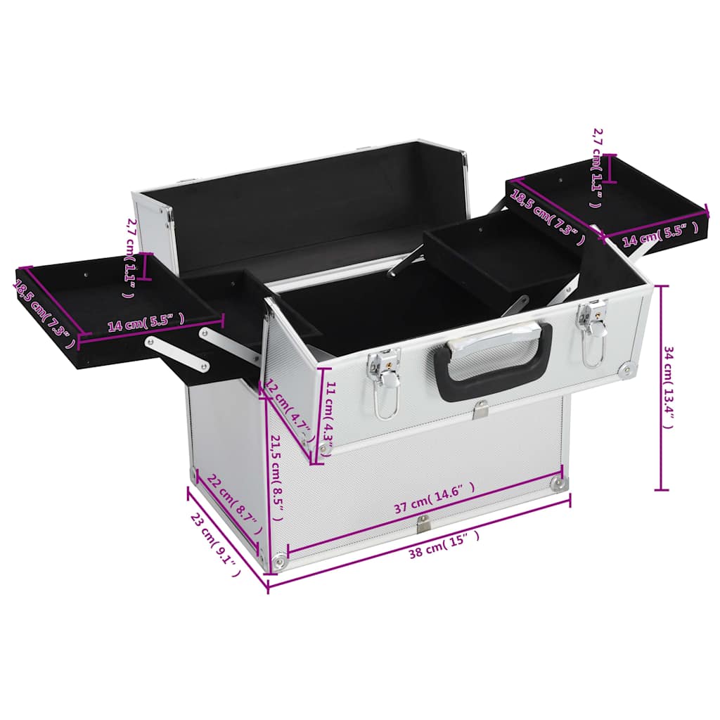 Beauty case 37 x 24 x 35 cm alluminio color argento - argento, 1 - number 7.