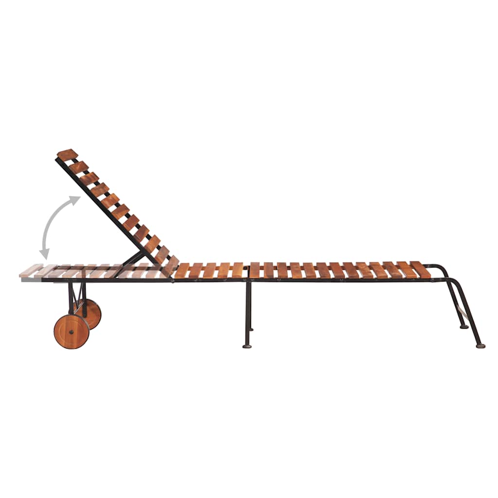 Ležaljka s čeličnim nogama, puno bagremovo drvo - number 5.