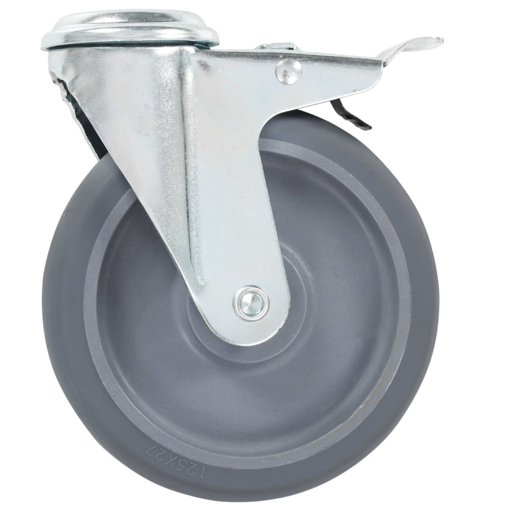 Ruota girevole con foro per bullone e doppi freni 4 pz. 125 mm - number 4.
