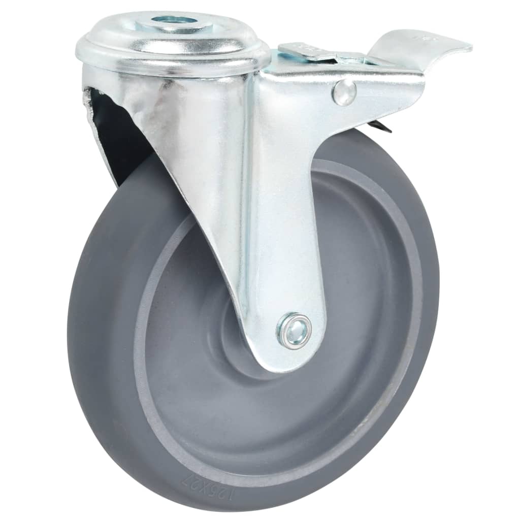 Ruota girevole con foro per bullone e doppi freni 4 pz. 125 mm - number 3.