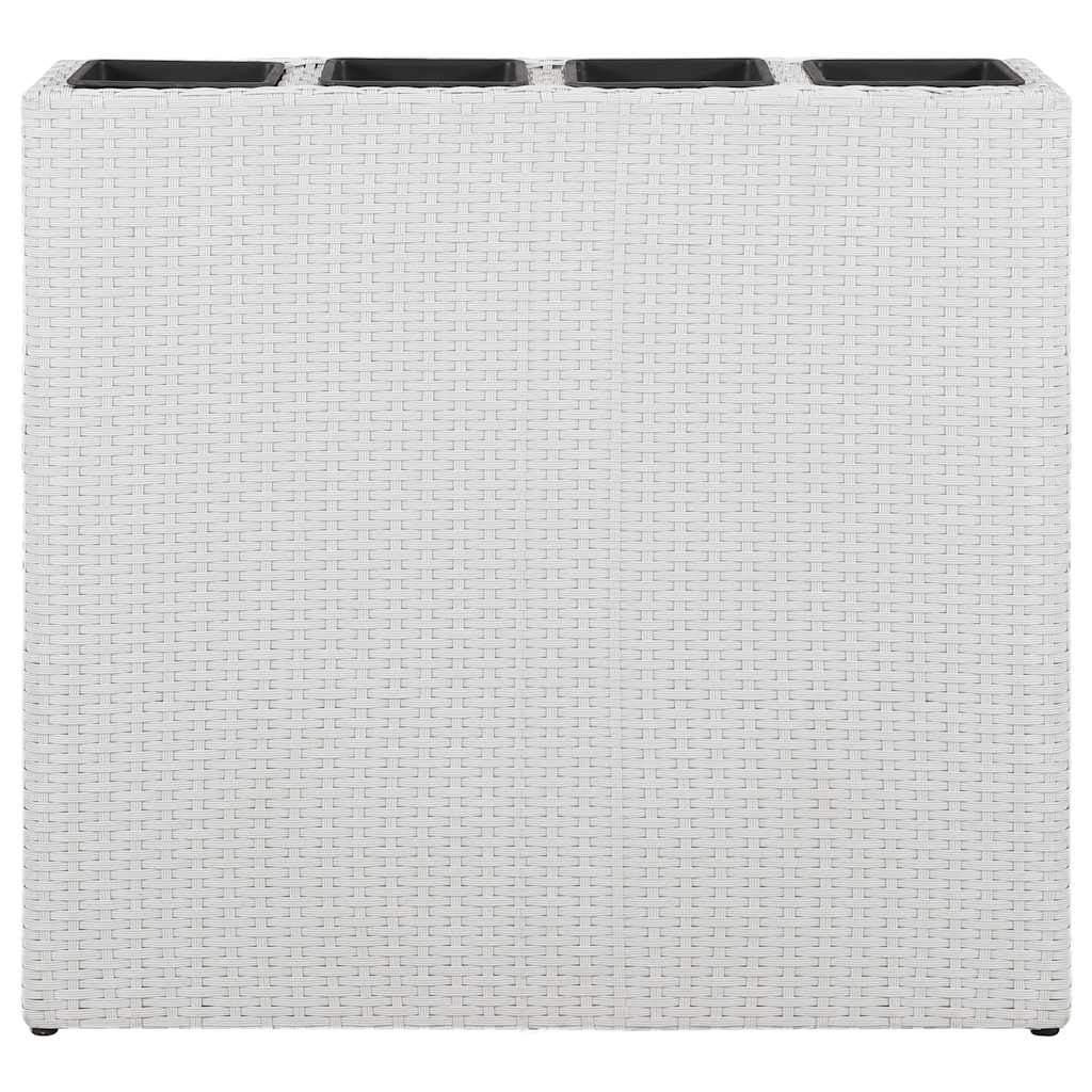 Forhøjet plantekasse med 4 krukker polyrattan hvid - number 3.