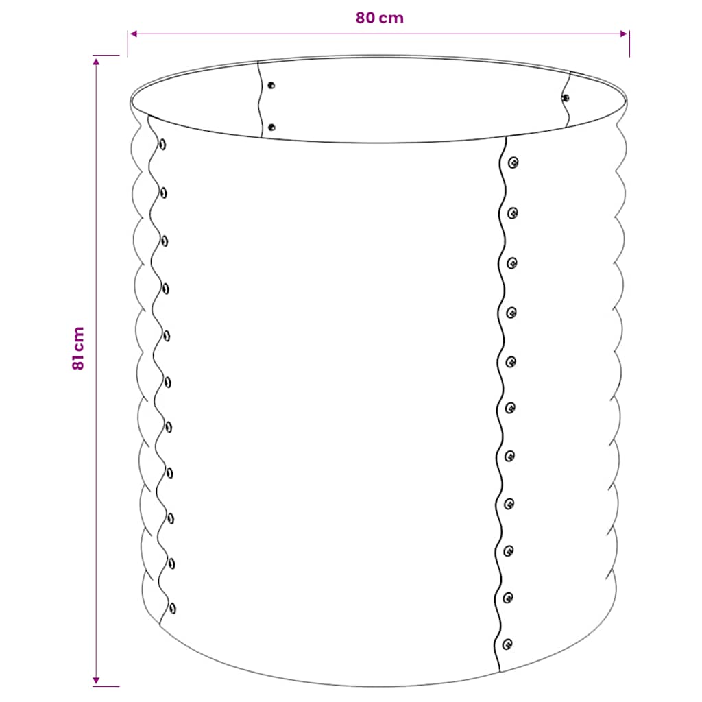 Forhøjet plantekasse galvaniseret stål - grå, 80 x 80 x 81 cm, 1 - number 7.