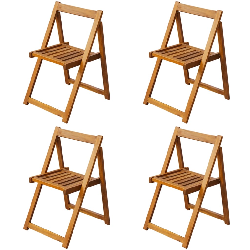 Sammenleggbart utendørs spisebordsett 5 deler massivt akasietre - number 6.