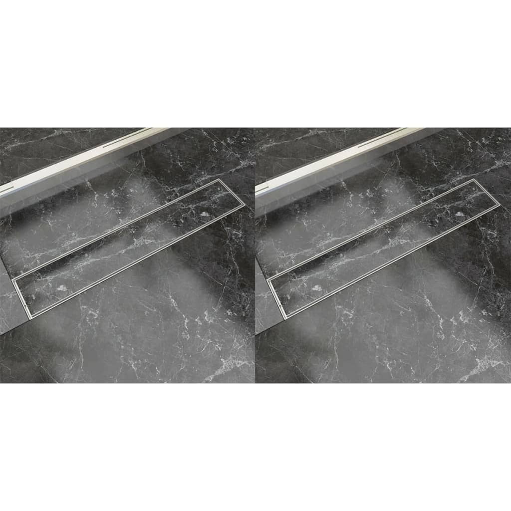 Lineære bruseafløb 2 stk. rustfrit stål - 630 x 140 mm - number 1.