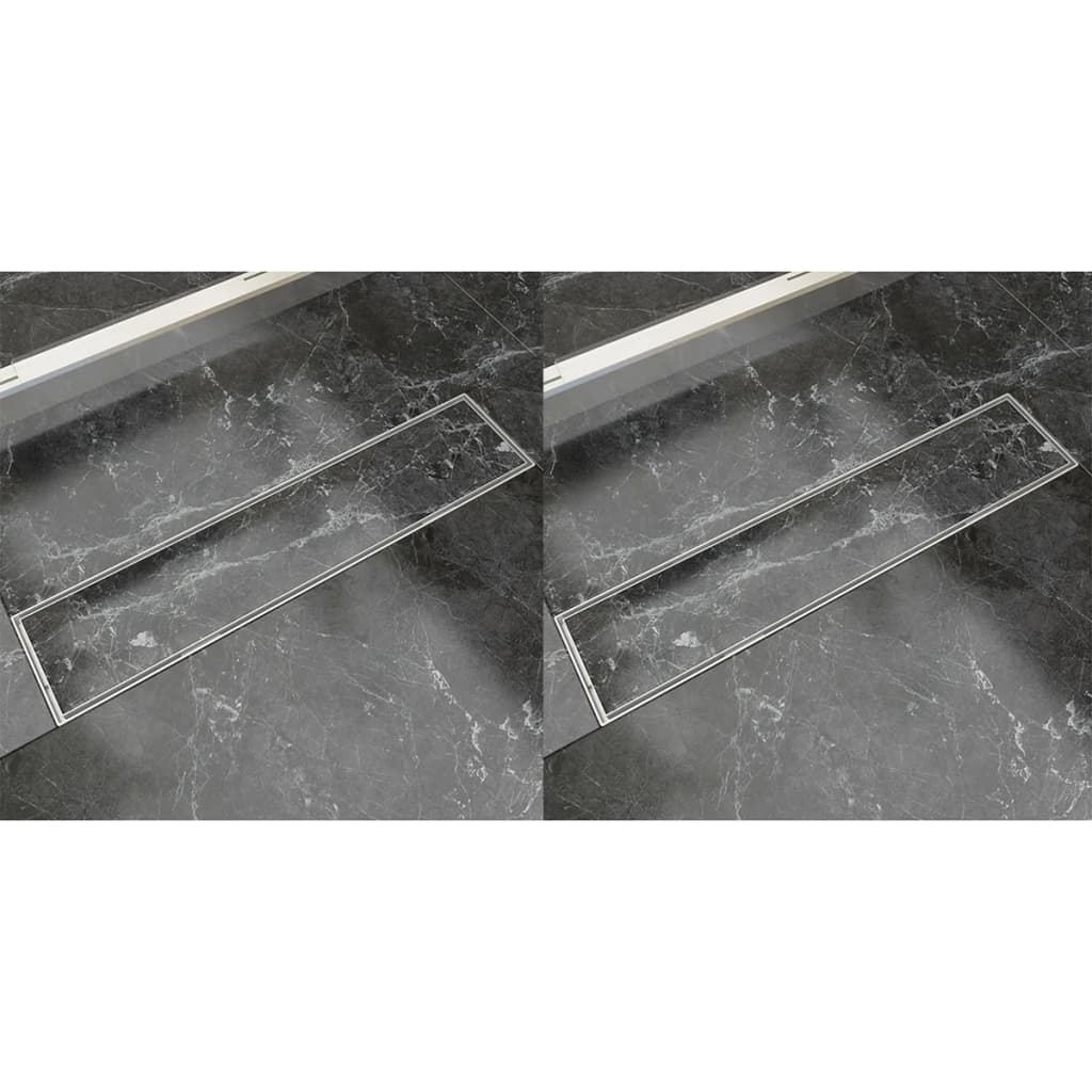 Lige bruseafløb 2 stk. rustfrit stål - 530 x 140 mm - number 1.