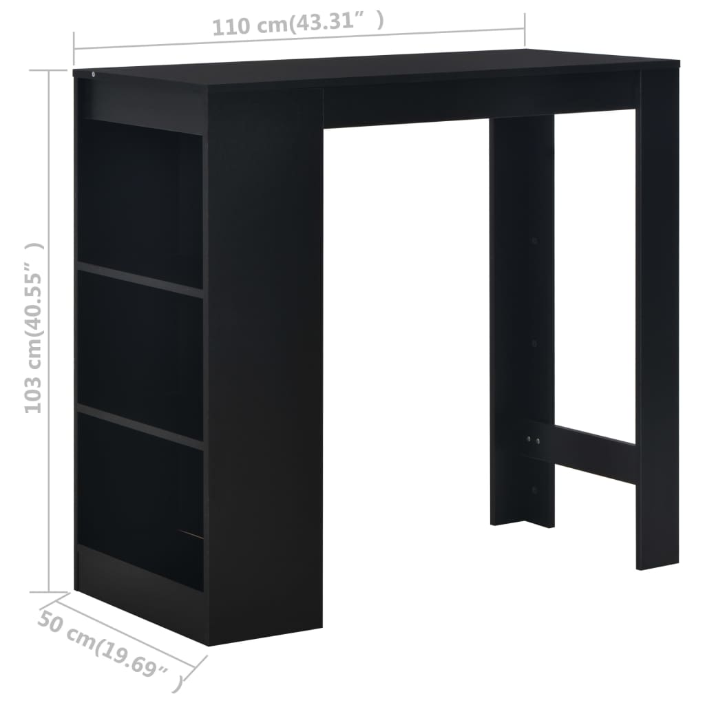 Tavolo da bar con ripiano 110 x 50 x 103 cm - nero, 1 - number 6.