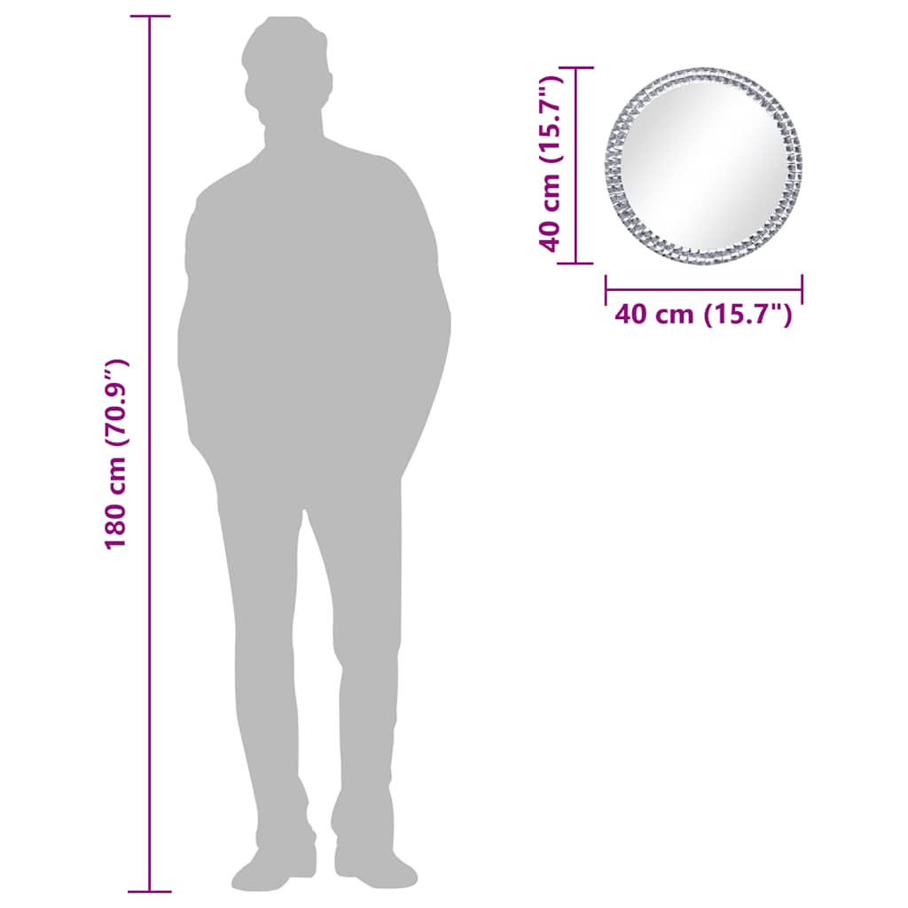 Wall mirror hardened glass - 40 cm, 1 - number 6.