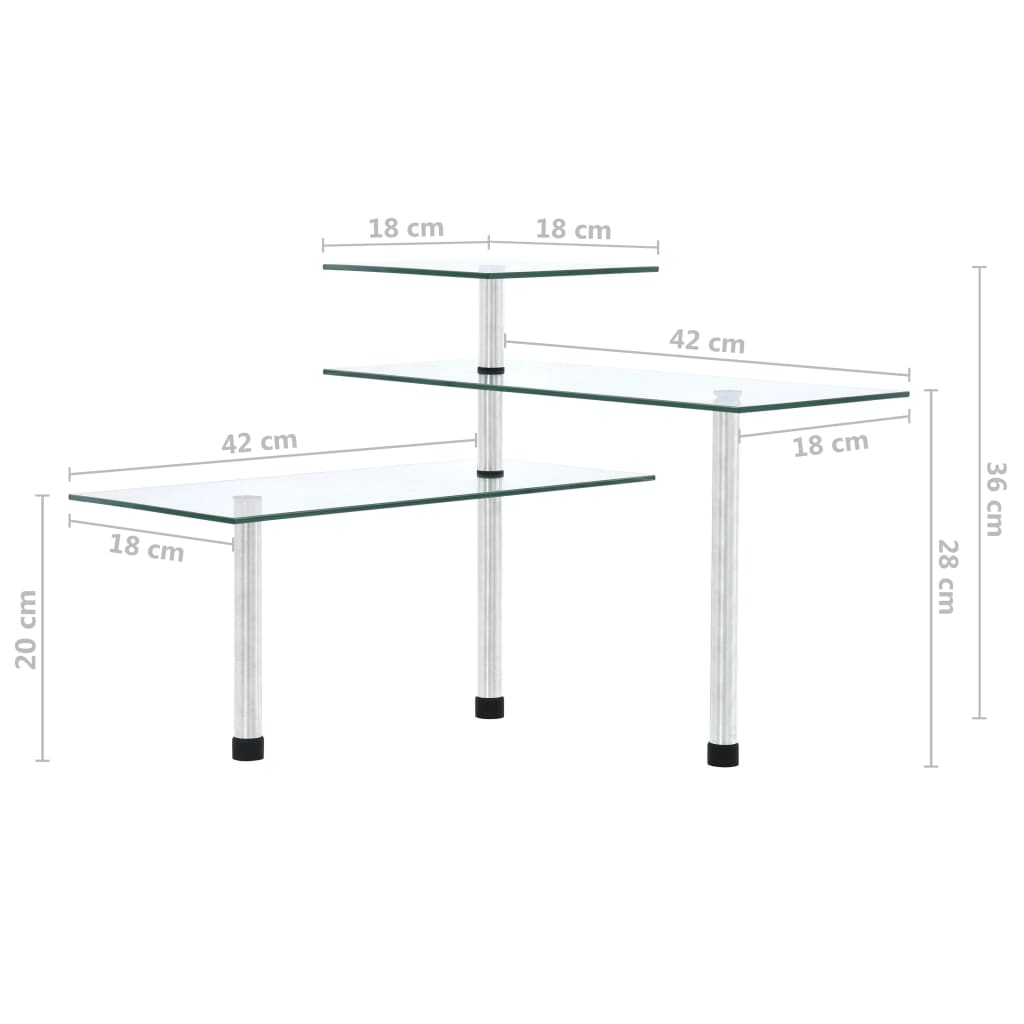 Hjørnehylde i 3 niveauer hærdet glas - number 8.
