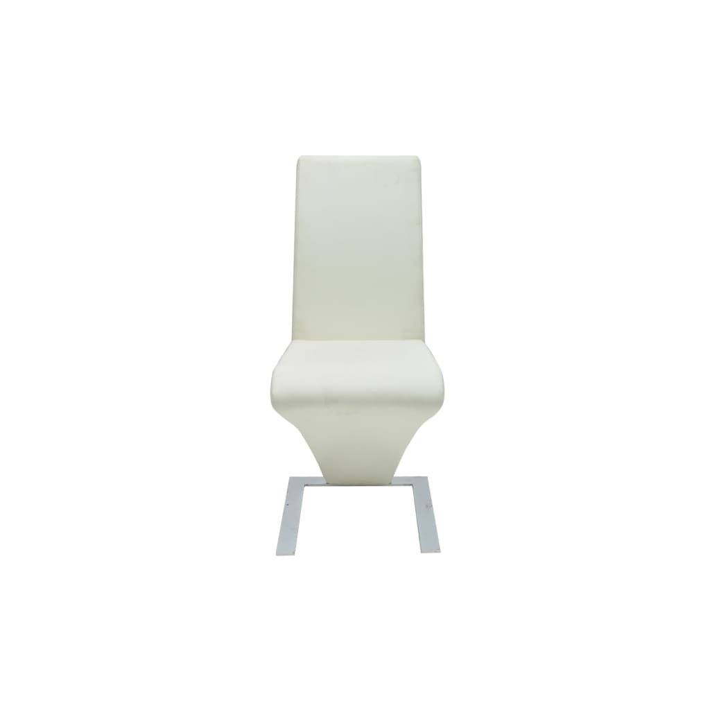 Blagovaonski stol stolice 2 kom. sintetička koža bijela - number 4.