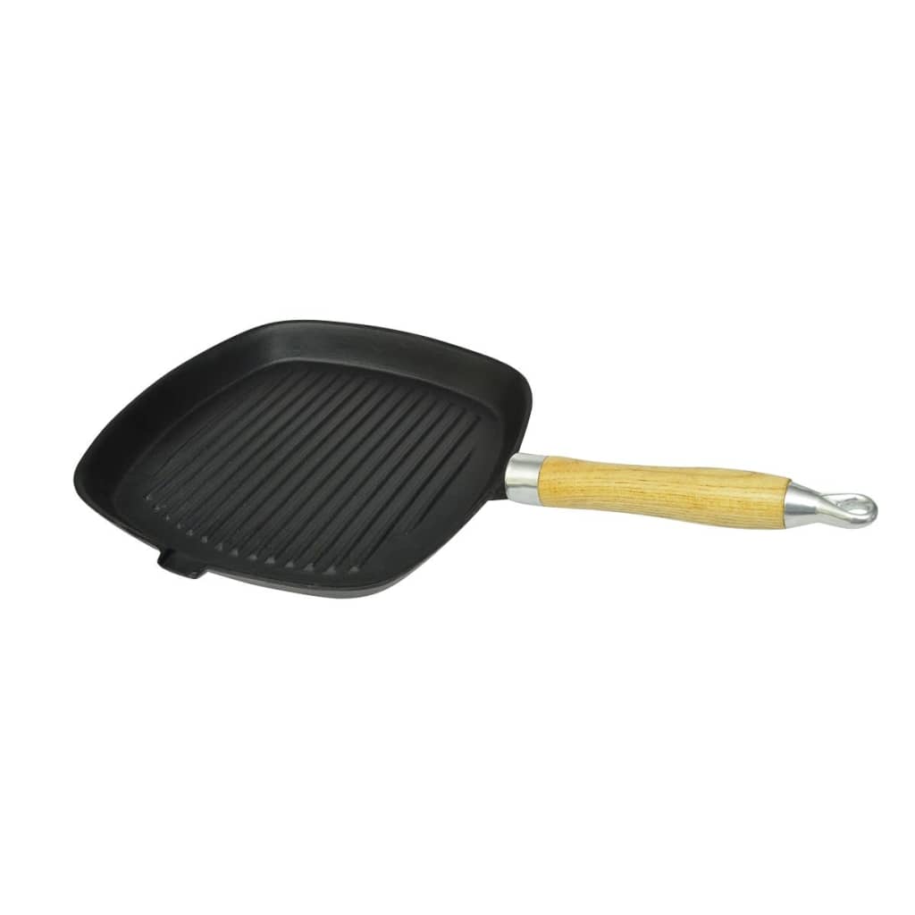 Cast iron grill pan with wooden handle 20x20 cm - number 2.