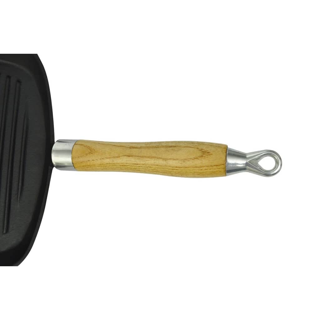 Cast iron grill pan with wooden handle 20x20 cm - number 4.