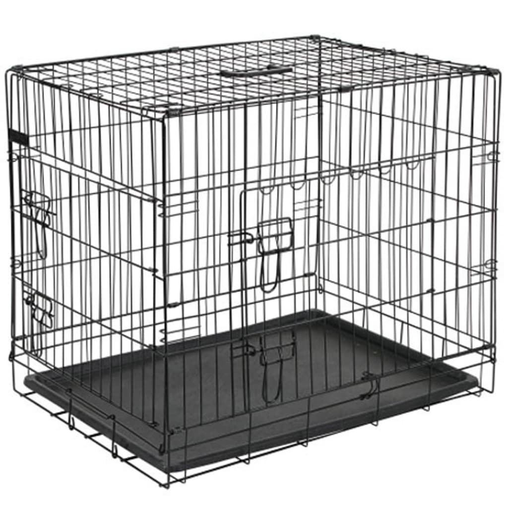 @pet cage de transport pour chien 92,5x57,5x64 cm métal noir 15003 - 92,5 x 57,5 ​​x 64 cm - number 1.