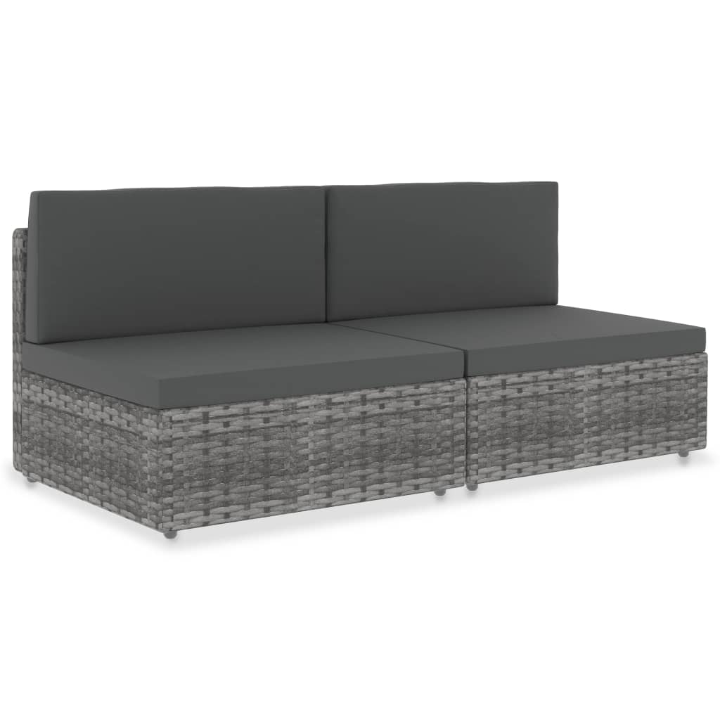 2-seters sofa modulær polyrattan - grå, 1, 2 x mellomsofaer - number 1.