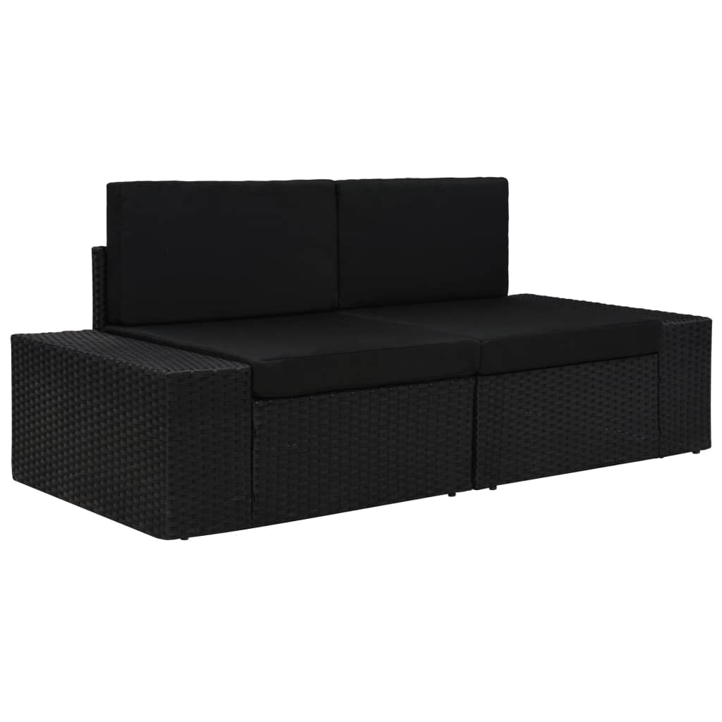 2-manns sofa modulær polyrattan - svart, 1, hjørnesofa (venstre armlen) + hjørnesofa (høyre armlen) - number 1.
