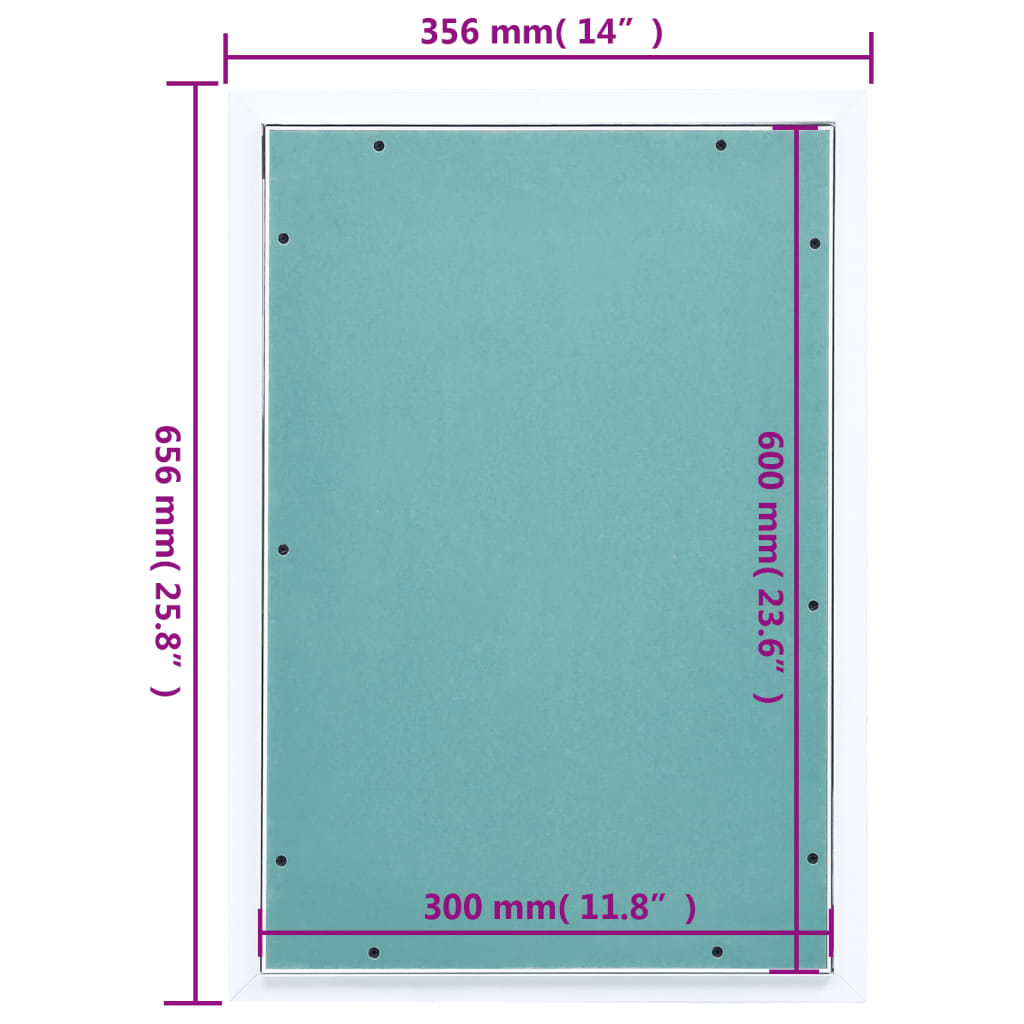 Adgangspanel med aluminiumsramme og gipsplade - 300 x 600 mm - number 9.