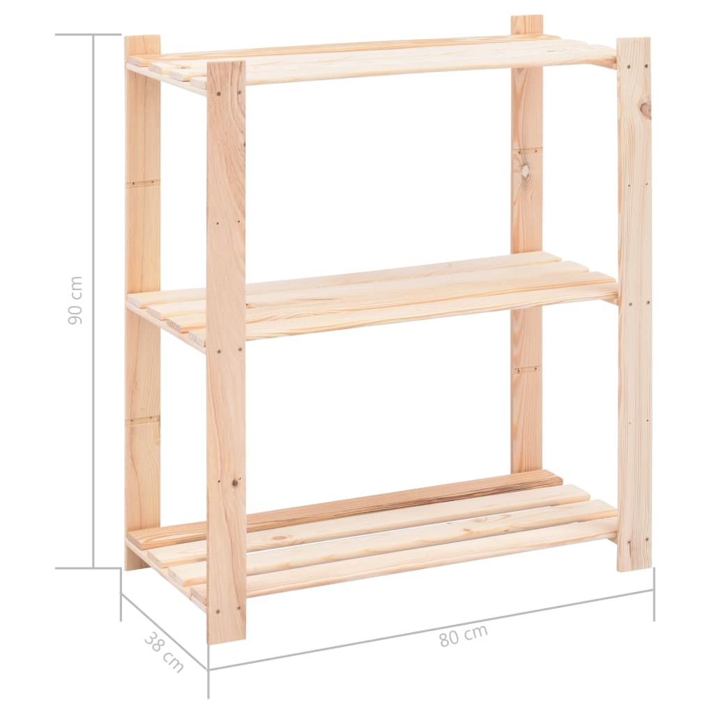 Scaffalatura 3 ripiani 80x38x90 cm pino massello 150 kg - 1, 2 - number 8.