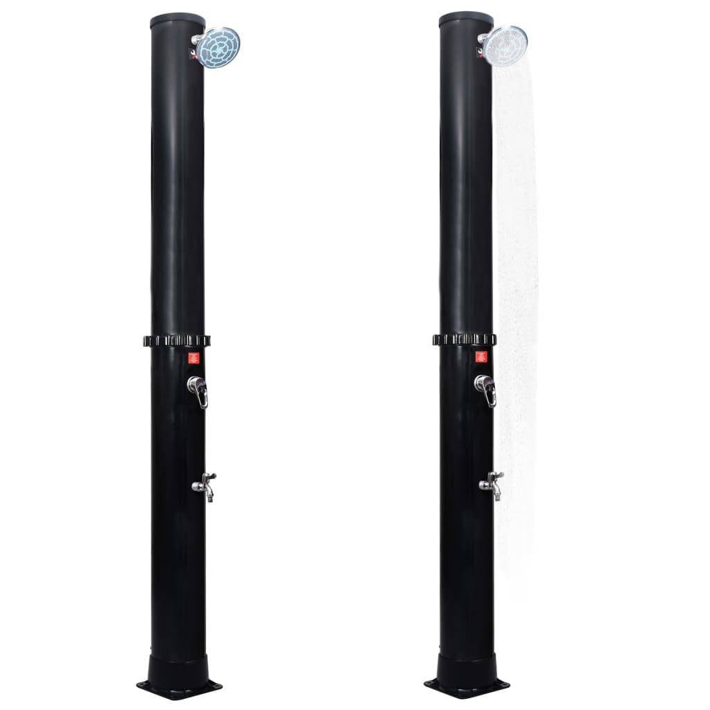 Solopvarmet udendørsbruser med brusehoved og hane 40 l - sort, 1 - number 3.