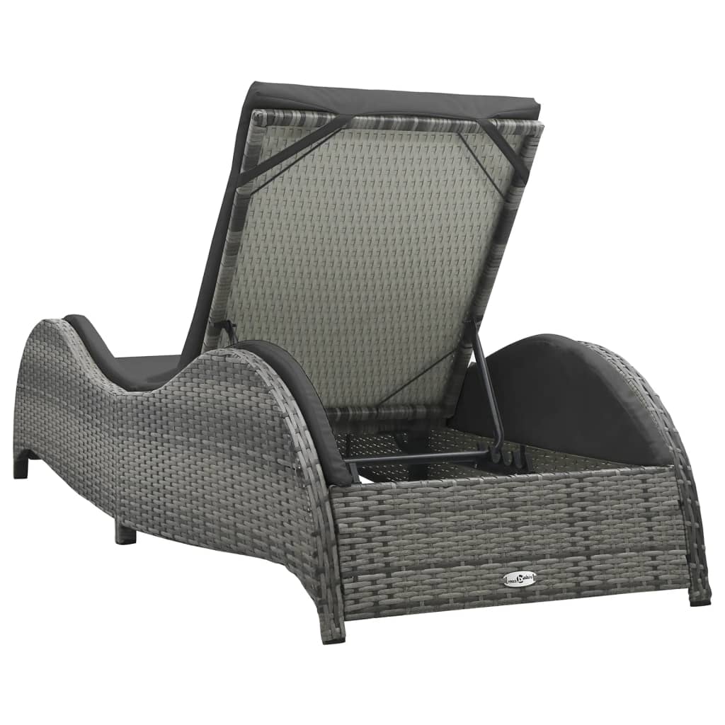 Liggestol med hynde polyrattan antracitgrå - number 4.