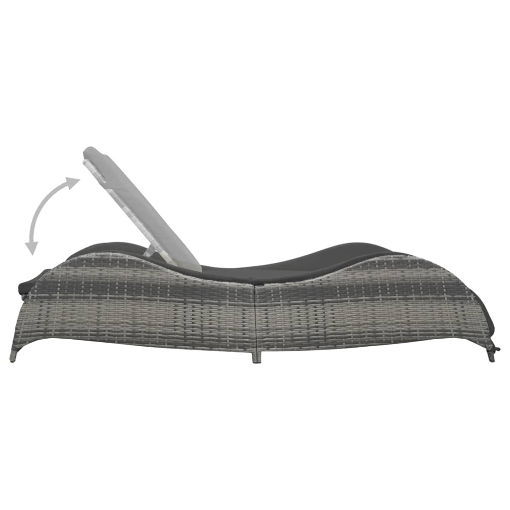 Liggestol med hynde polyrattan antracitgrå - number 3.