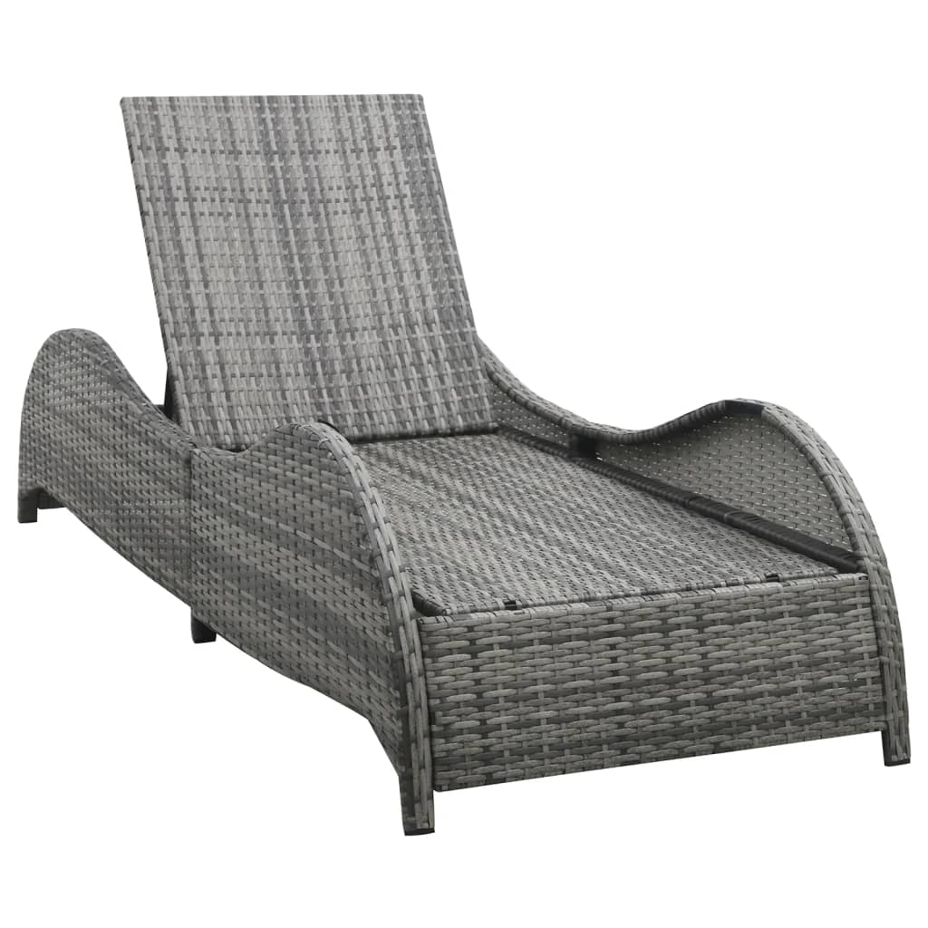 Liggestol med hynde polyrattan antracitgrå - number 5.
