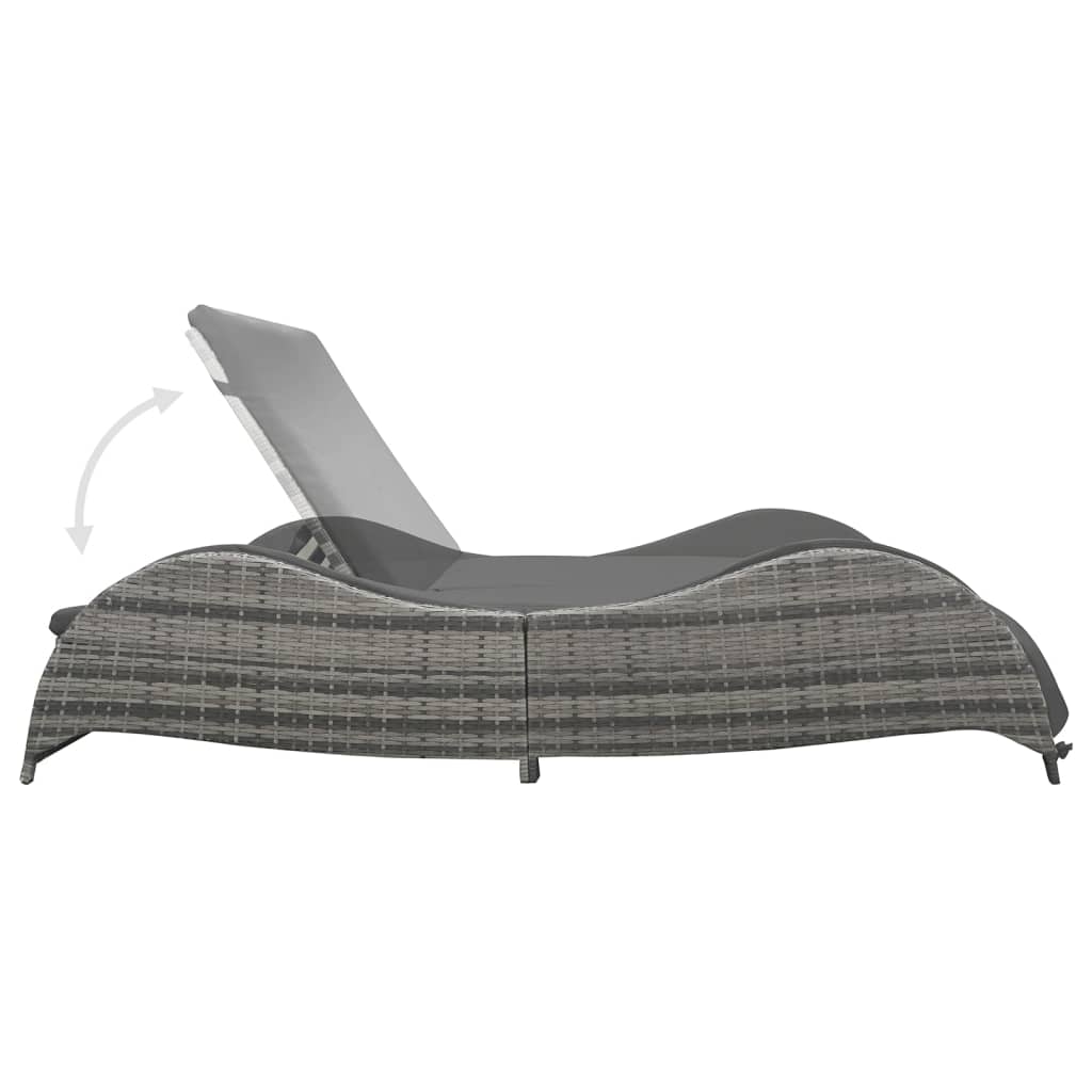 Dobbelt liggestol med hynde polyrattan antracitgrå - number 4.