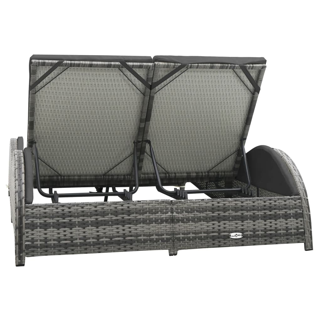 Dobbelt liggestol med hynde polyrattan antracitgrå - number 3.
