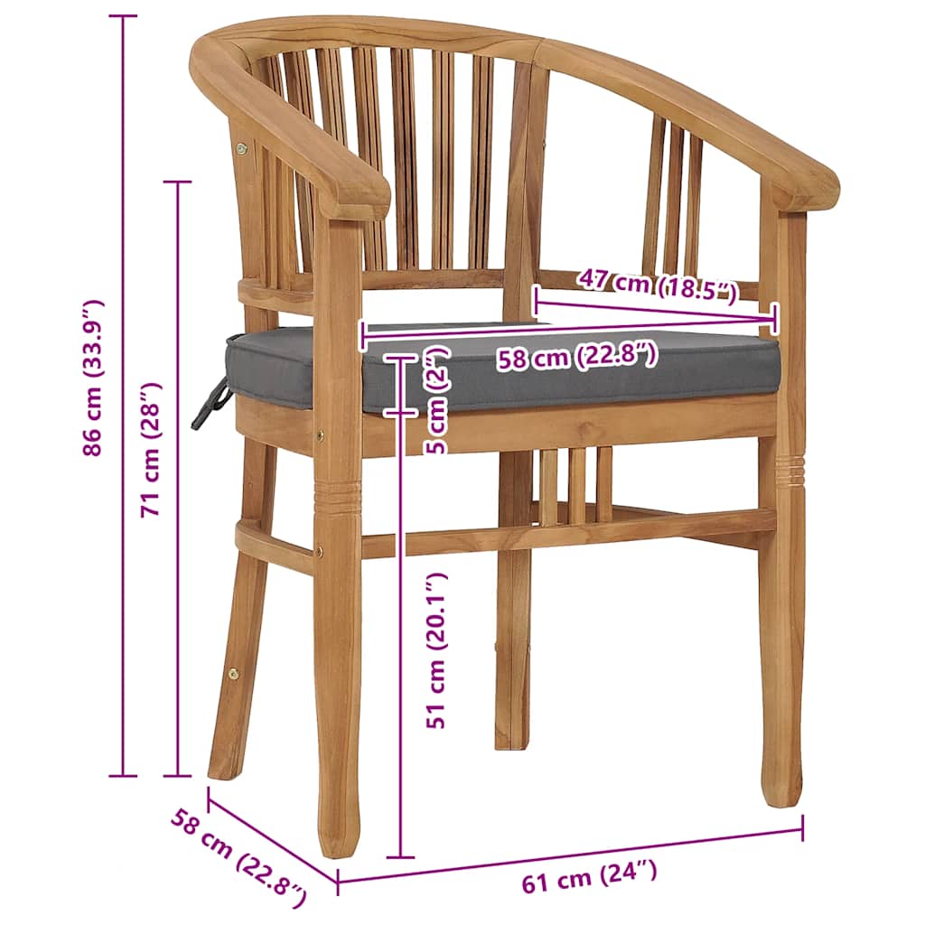 Havestole med hynder 2 stk. massivt teaktræ - number 8.